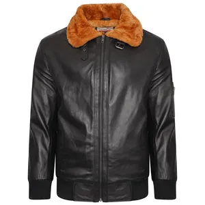 Black Aviator Shearling Jacket For Men