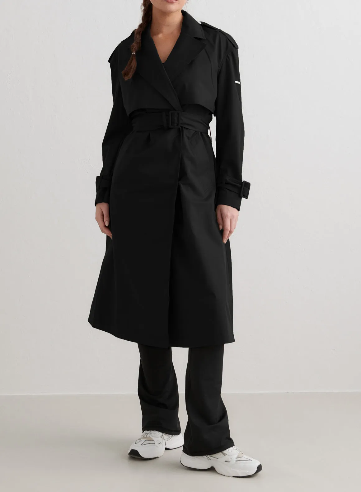 Black Recycled Tech Trench Coat