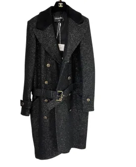 Black Wool Trench Coat - 40