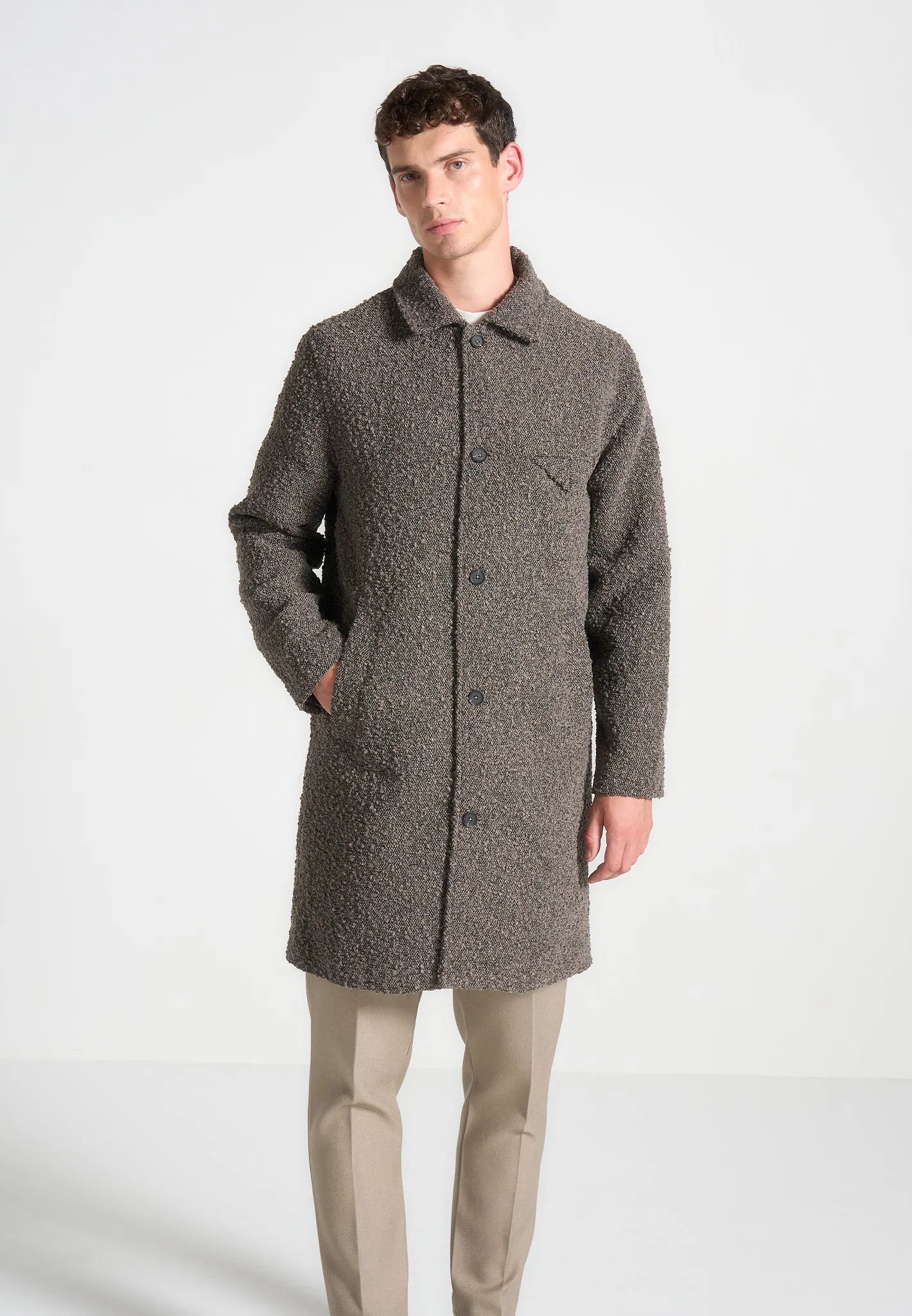 Boucle Coat - Brown