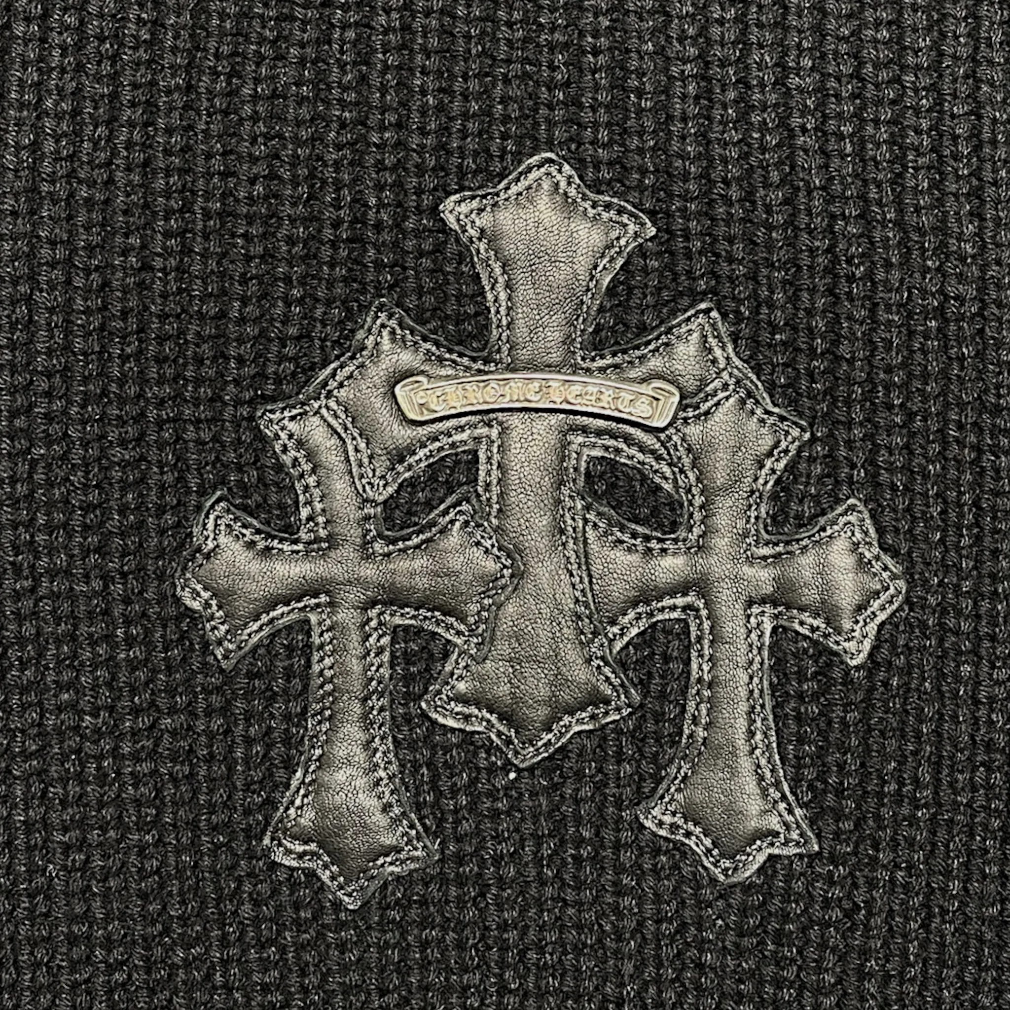 Chrome Hearts Cashmere Knitted Cross Zip Up Hooded Sweatshirt Black