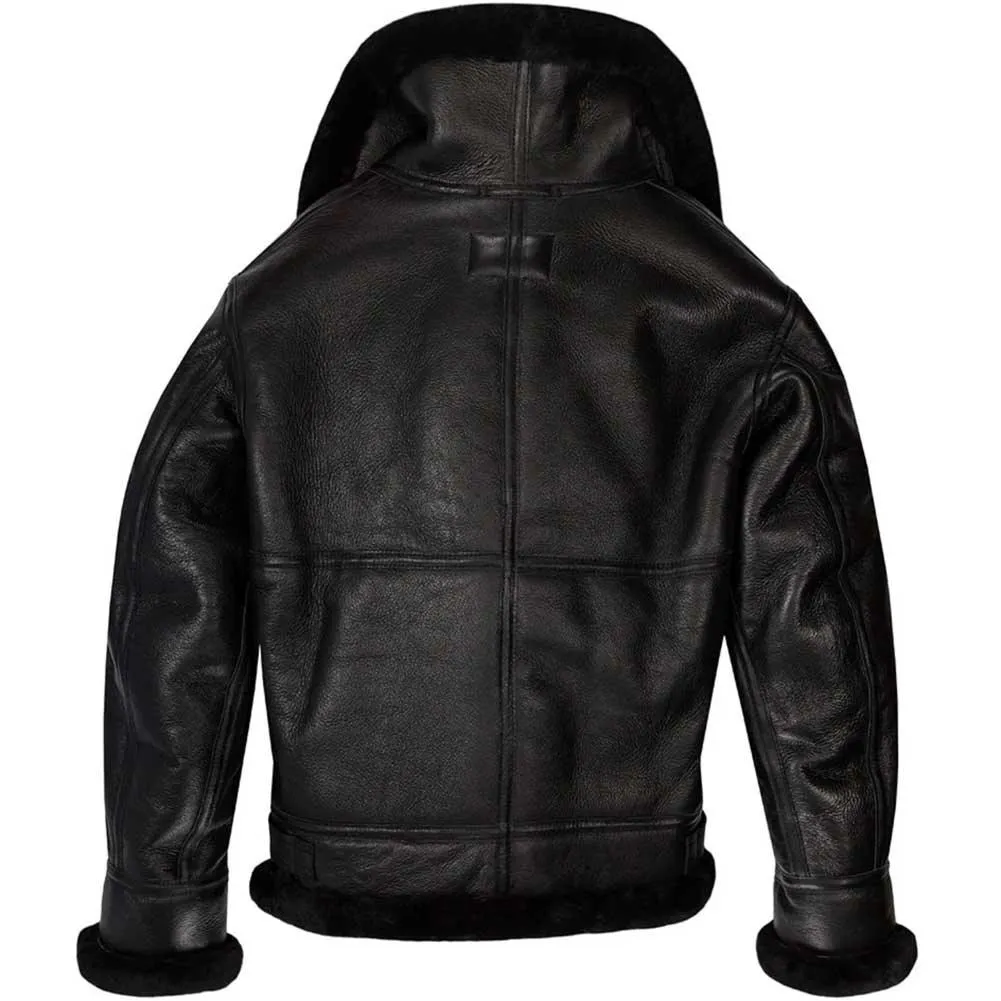 Cockpit USA Mens Black B-3 Sheepskin Bomber Jacket