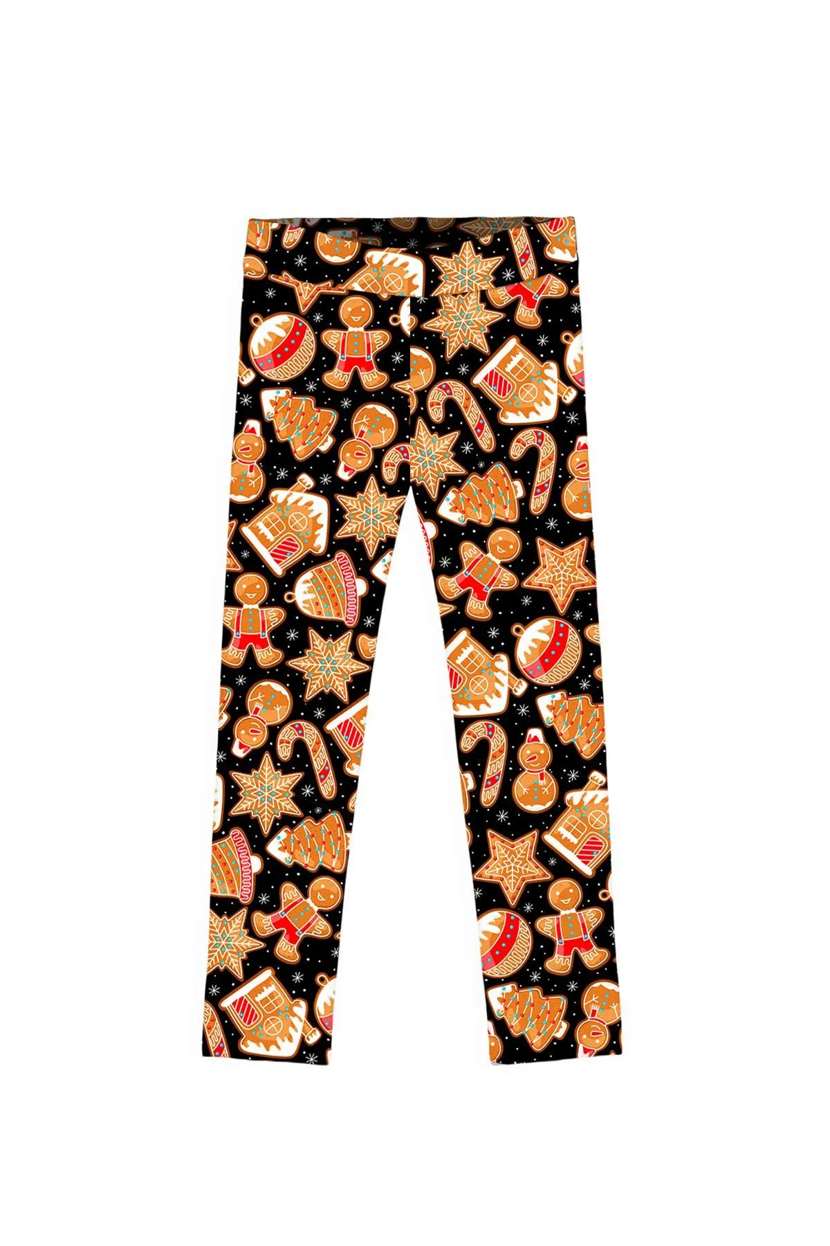 Cookie Time Lucy Black Cute Christmas Printed Leggings - Kids