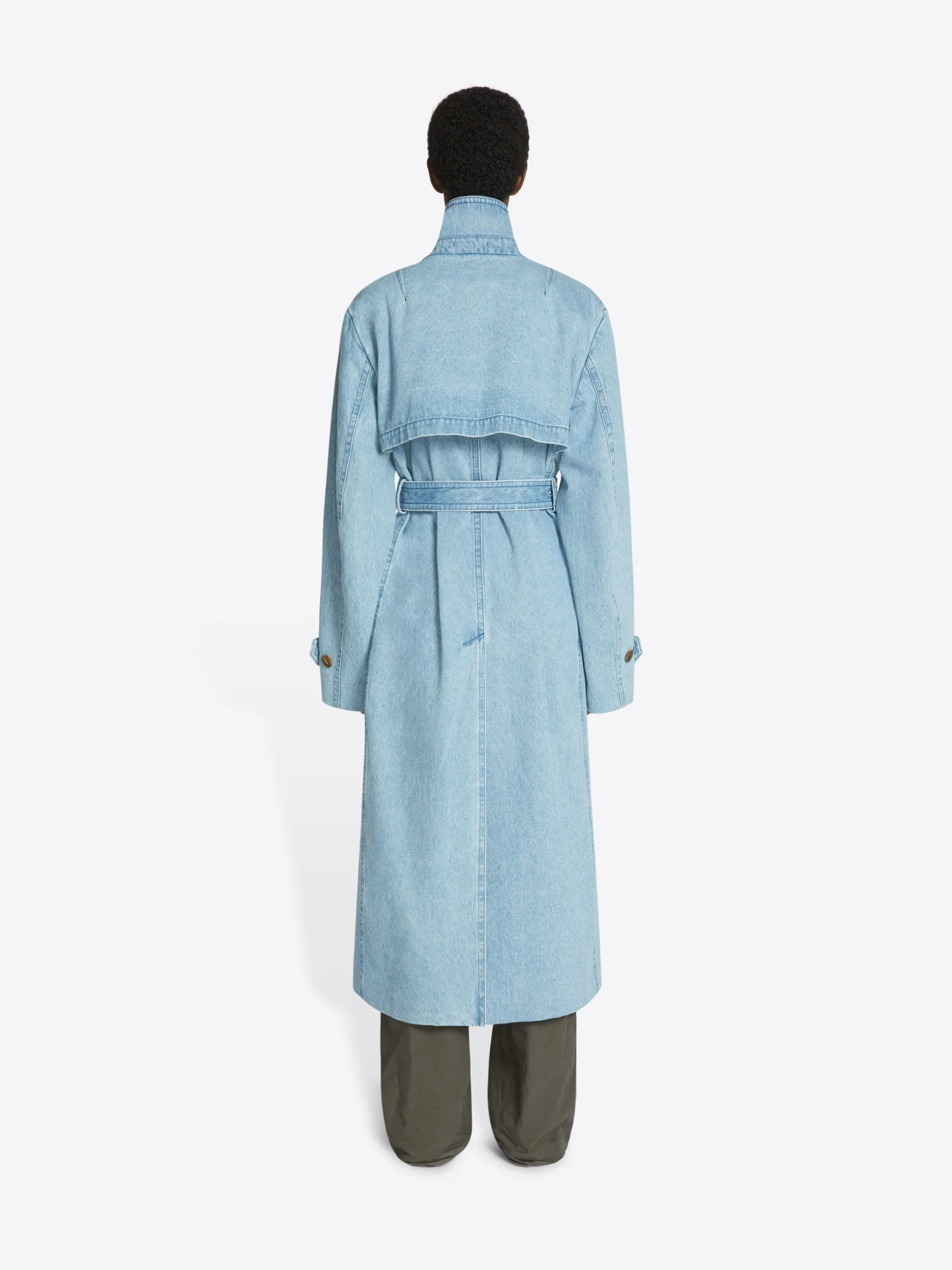 Denim trench coat