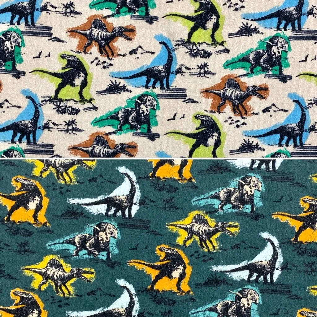 Dinosaurs Organic Brushed French Terry Fabric