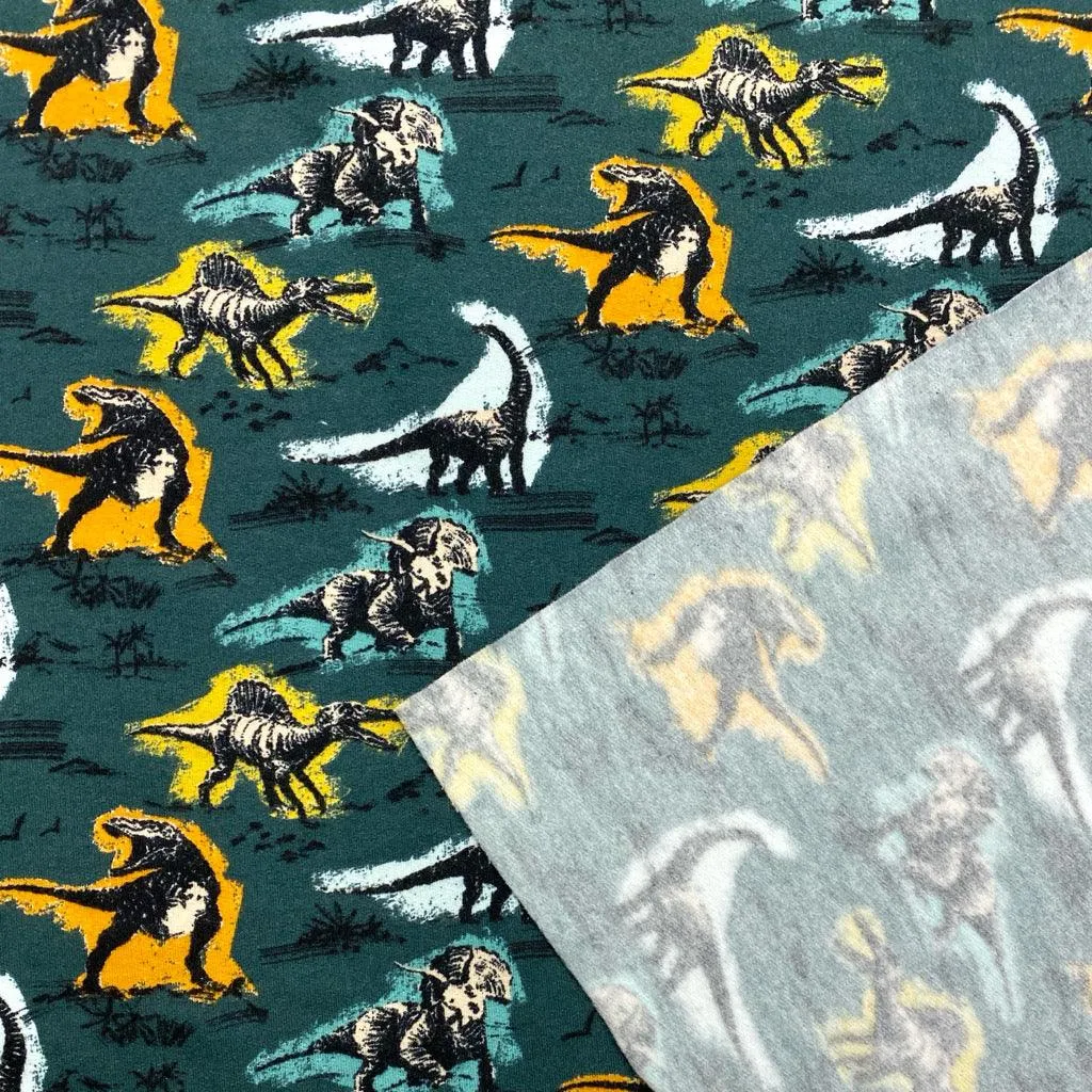 Dinosaurs Organic Brushed French Terry Fabric