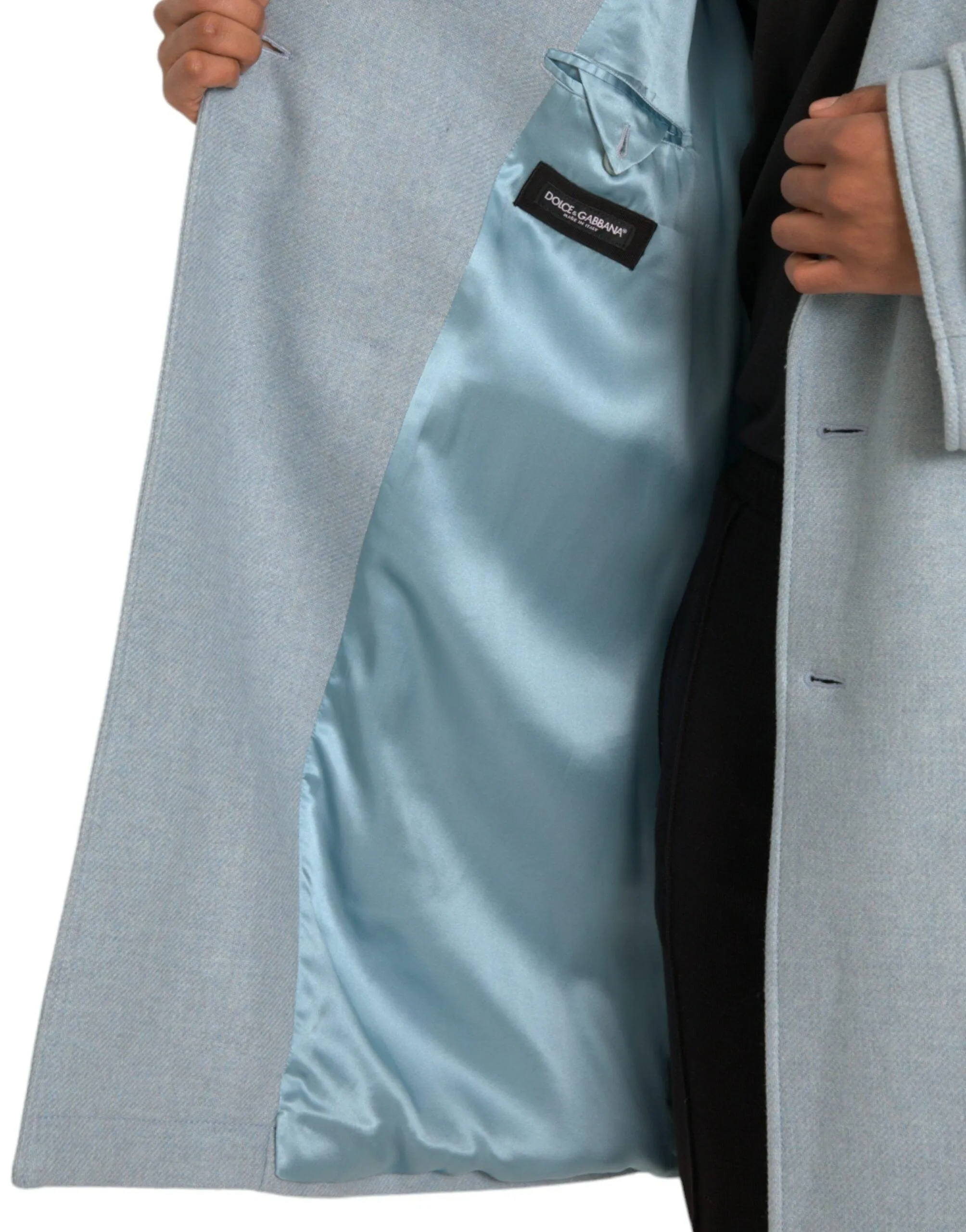 Dolce & Gabbana Blue Peak Lapel Coat