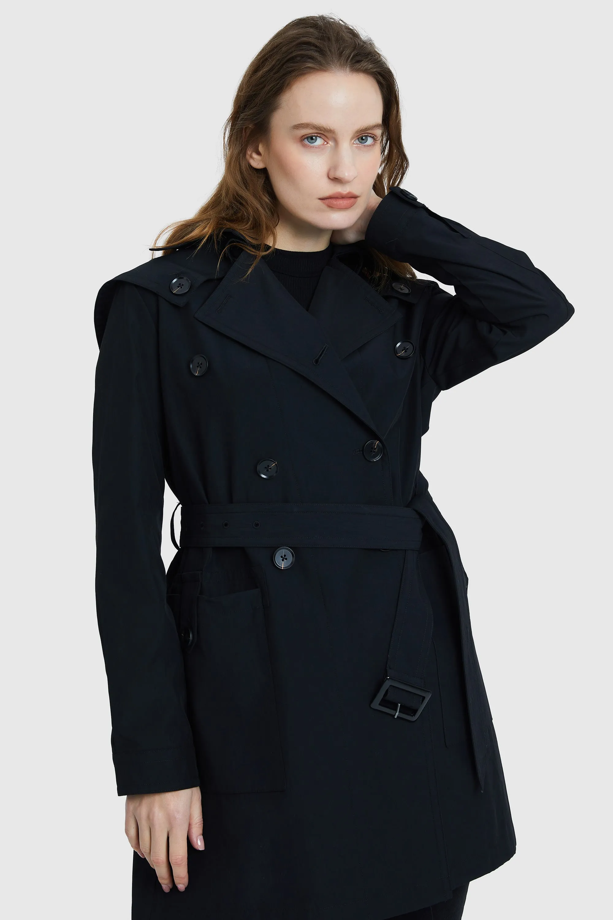 Double-Breasted Belted Lapel Trench