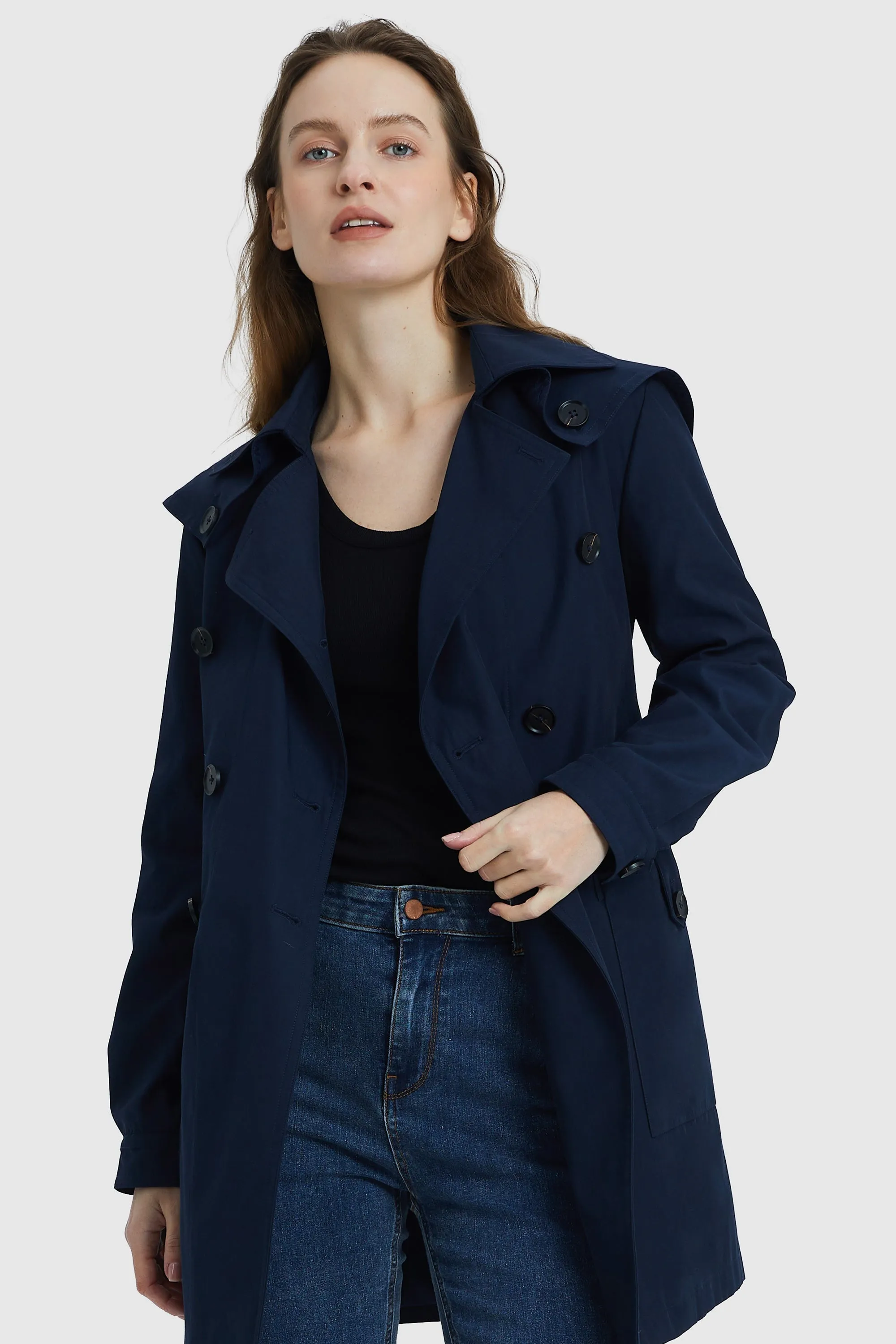 Double-Breasted Belted Lapel Trench