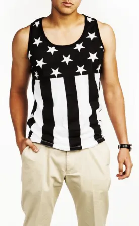 FLAG BLACK AND WHITE MENS TANK