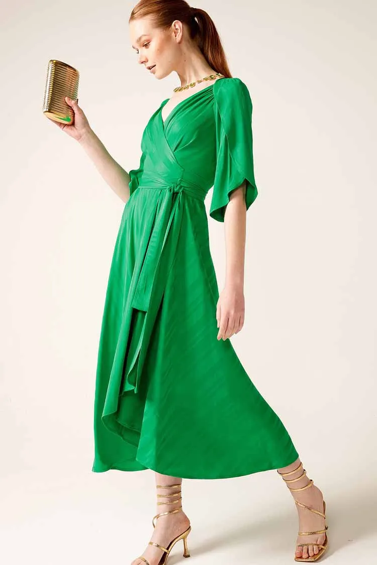 Hanworth House Wrap Dress in Apple Green