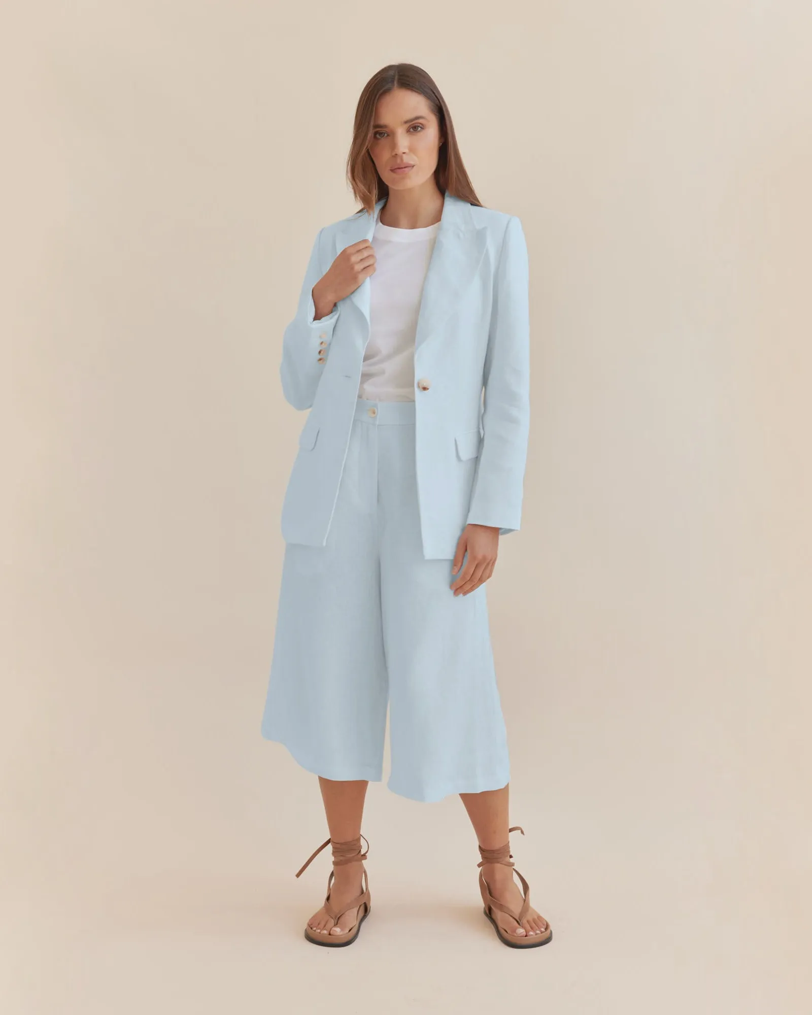 Katrina Linen Culottes - Sky