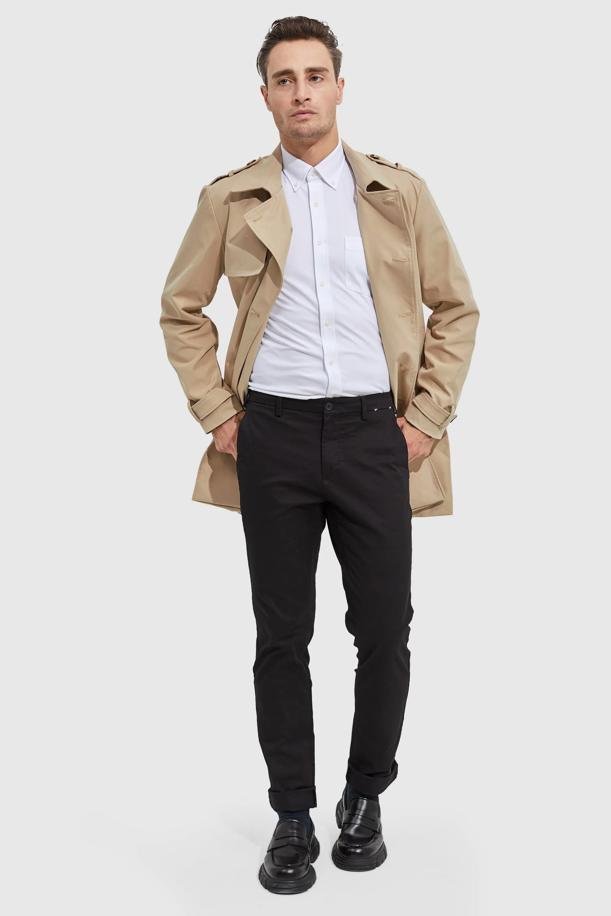 Long Double Breasted Trench Coat