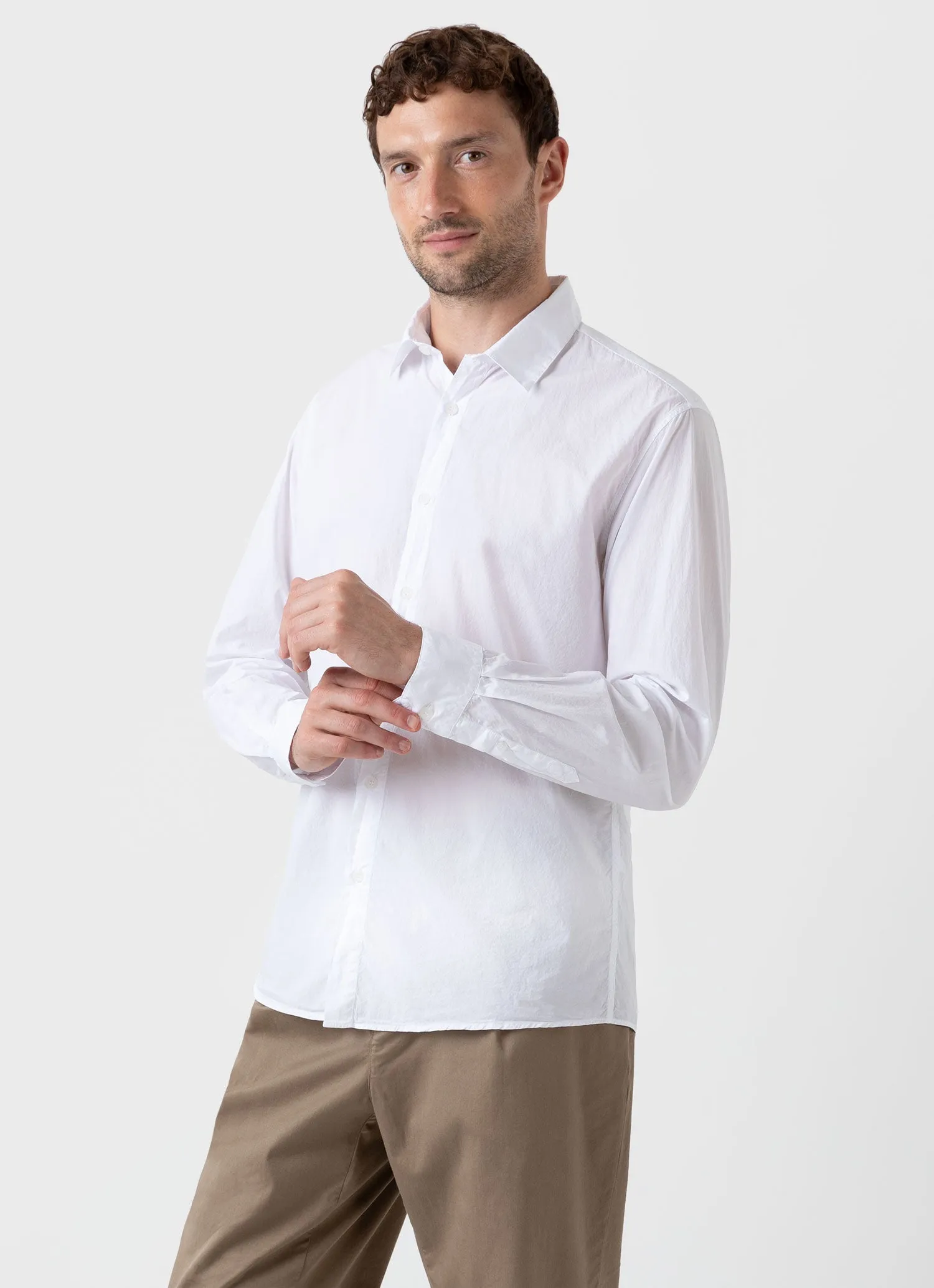 Men's Lightweight Poplin Shirt in White