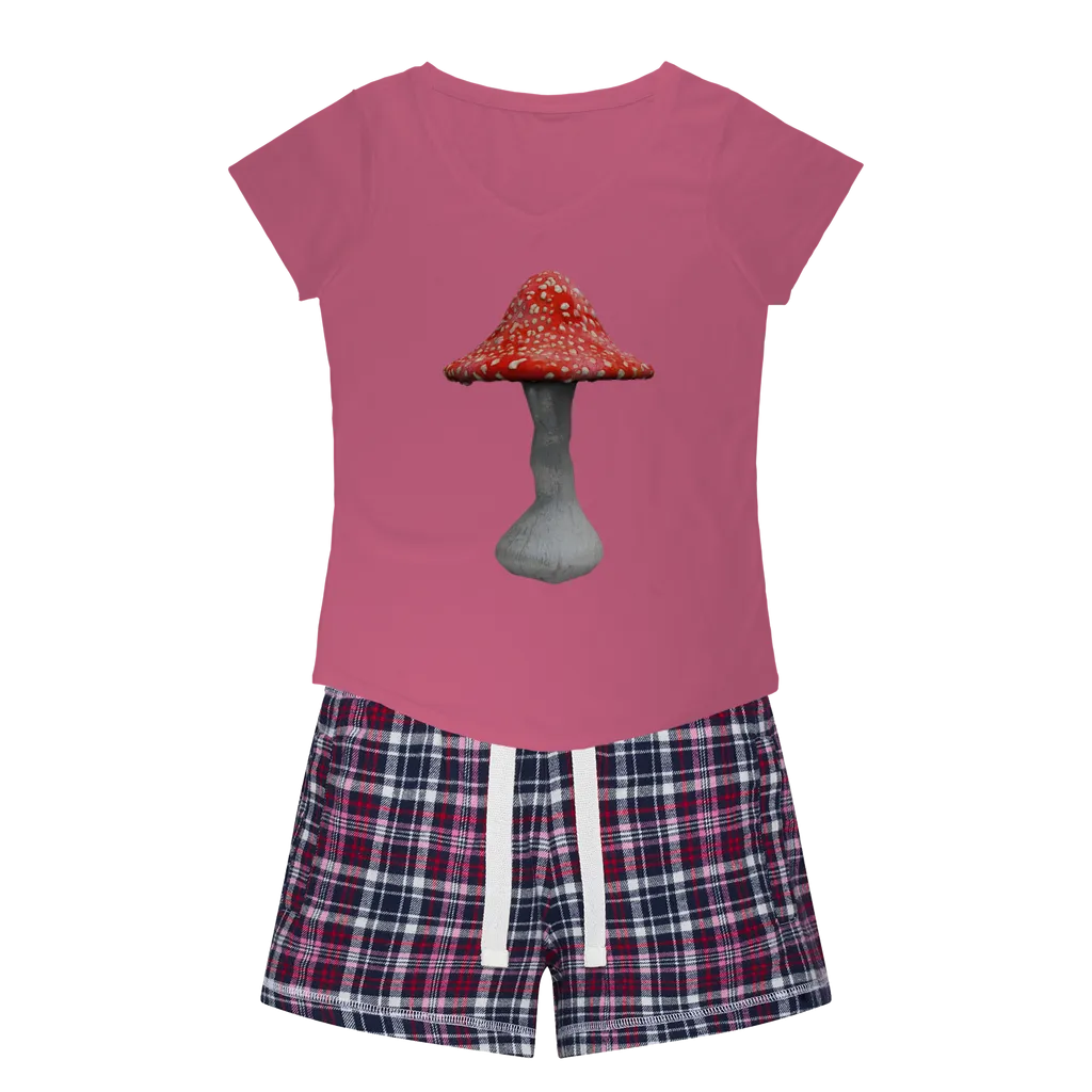 Mushroom2 Women's Sleepy Tee and Flannel Short