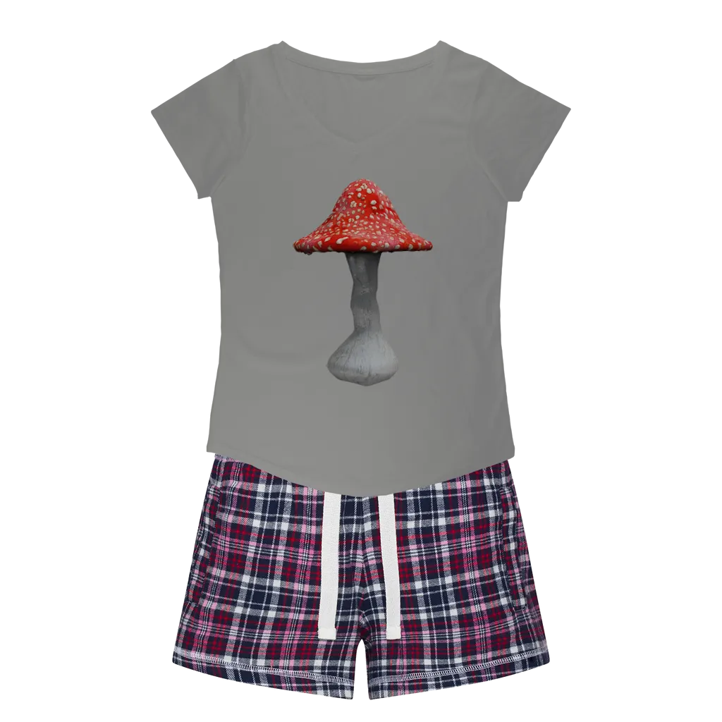 Mushroom2 Women's Sleepy Tee and Flannel Short