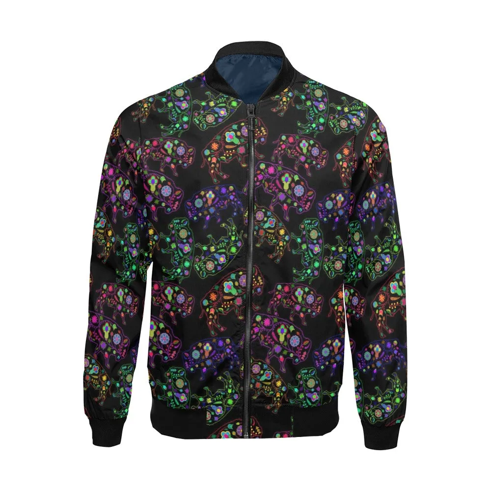 Neon Floral Buffalos Bomber Jacket for Men