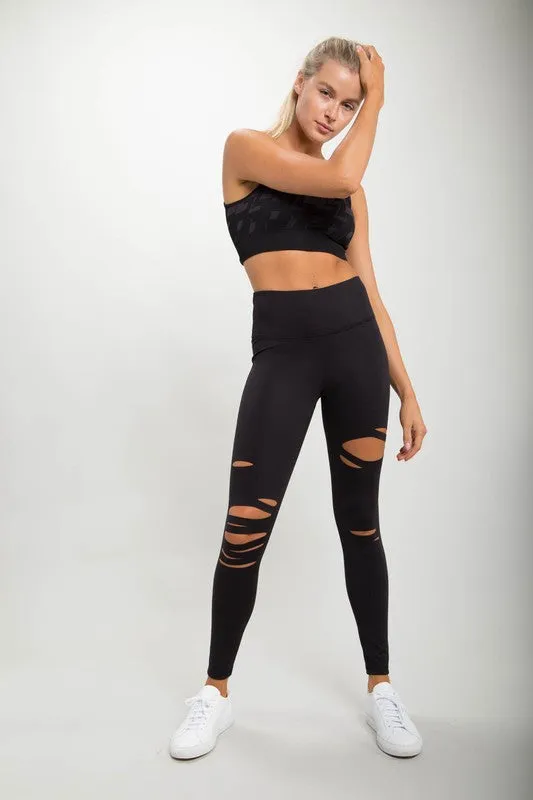 *Online Exclusive* Mono B Red Laser-Cut Highwaist Leggings