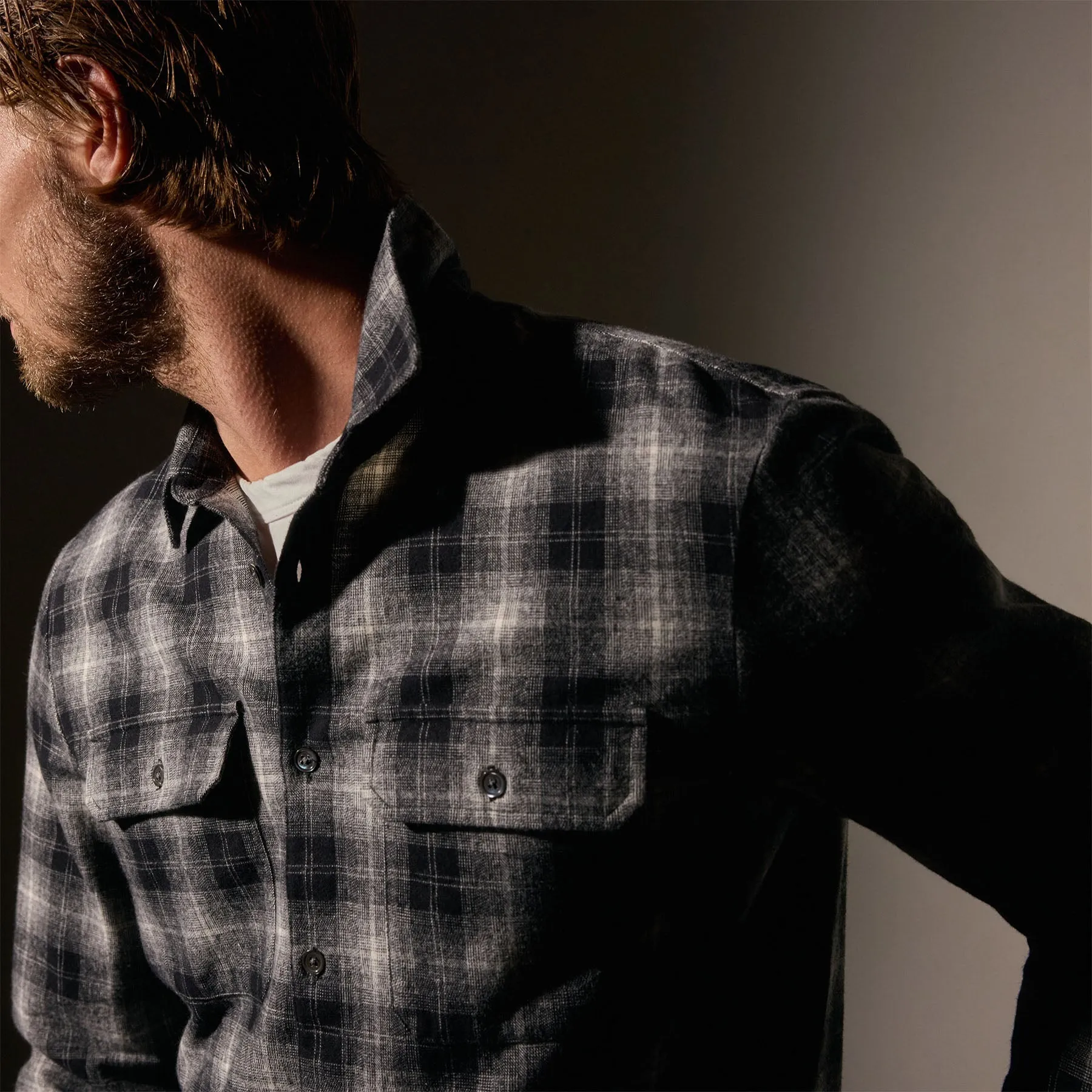 Plaid Flannel Shirt - Black/White