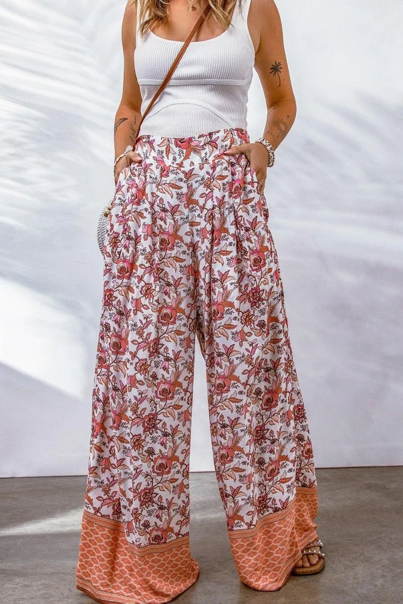 Pleated Coral Bohemian Culottes