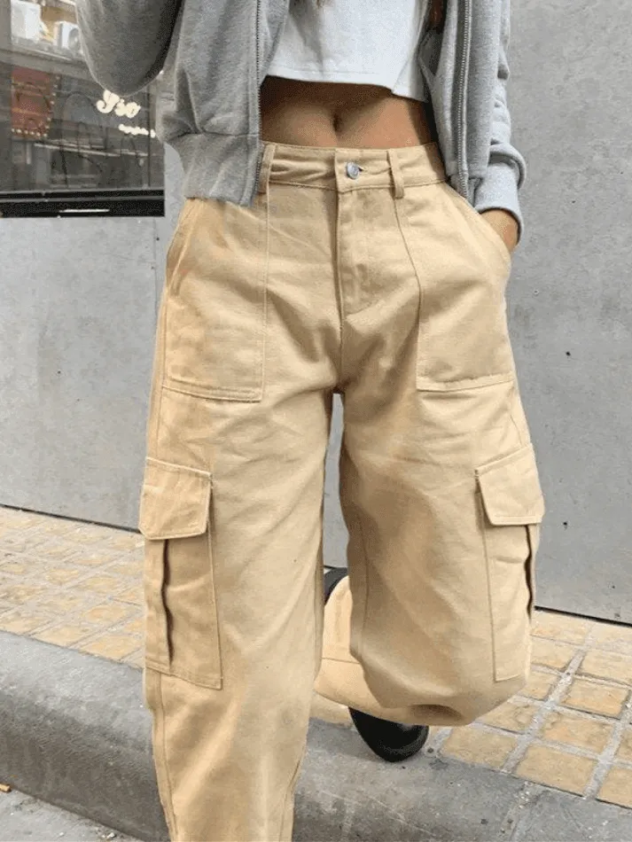 Pocket Design Straight Leg Cargo Pants