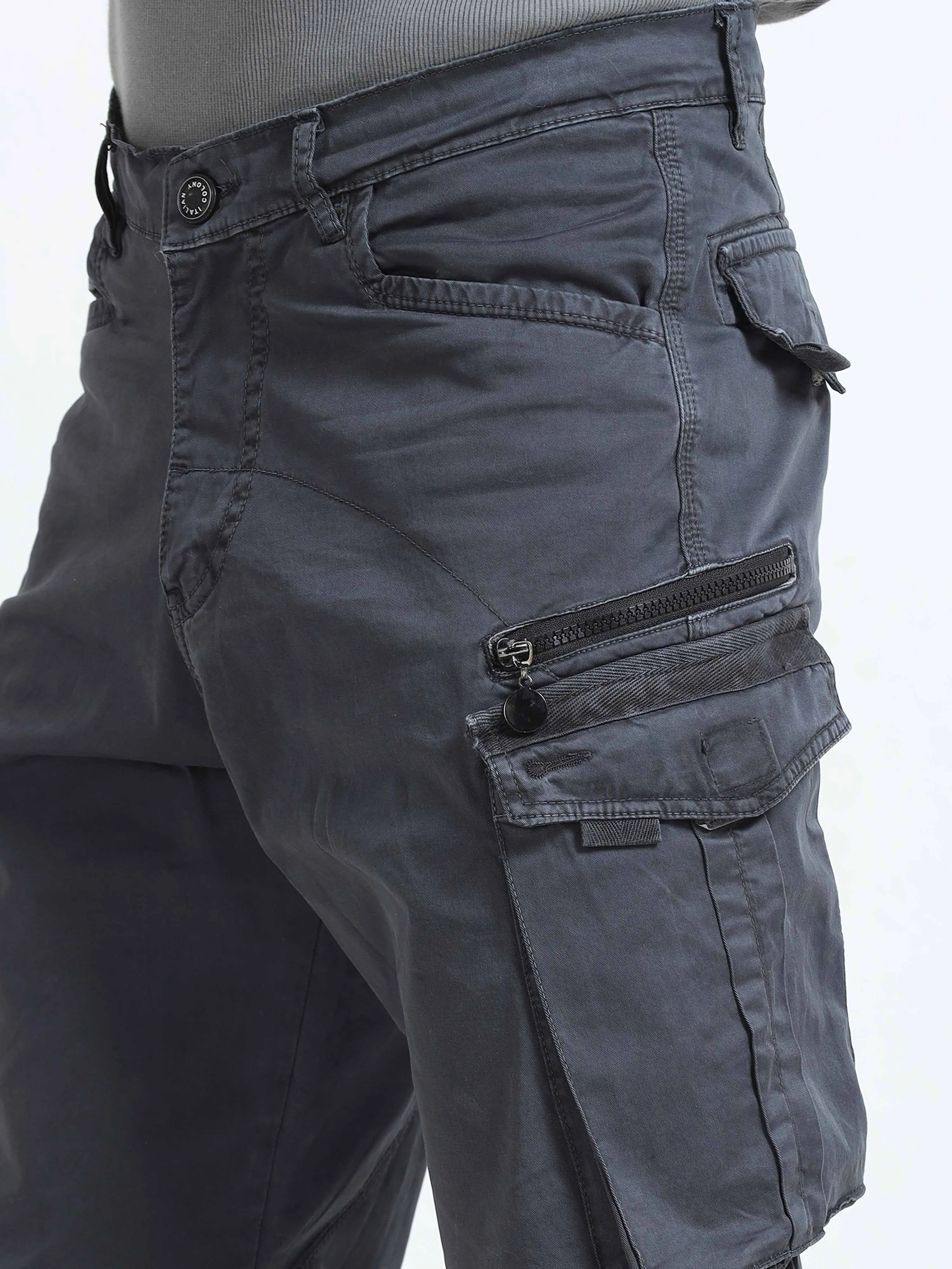 Rugged Zip Cargo Pants In Ash Blue