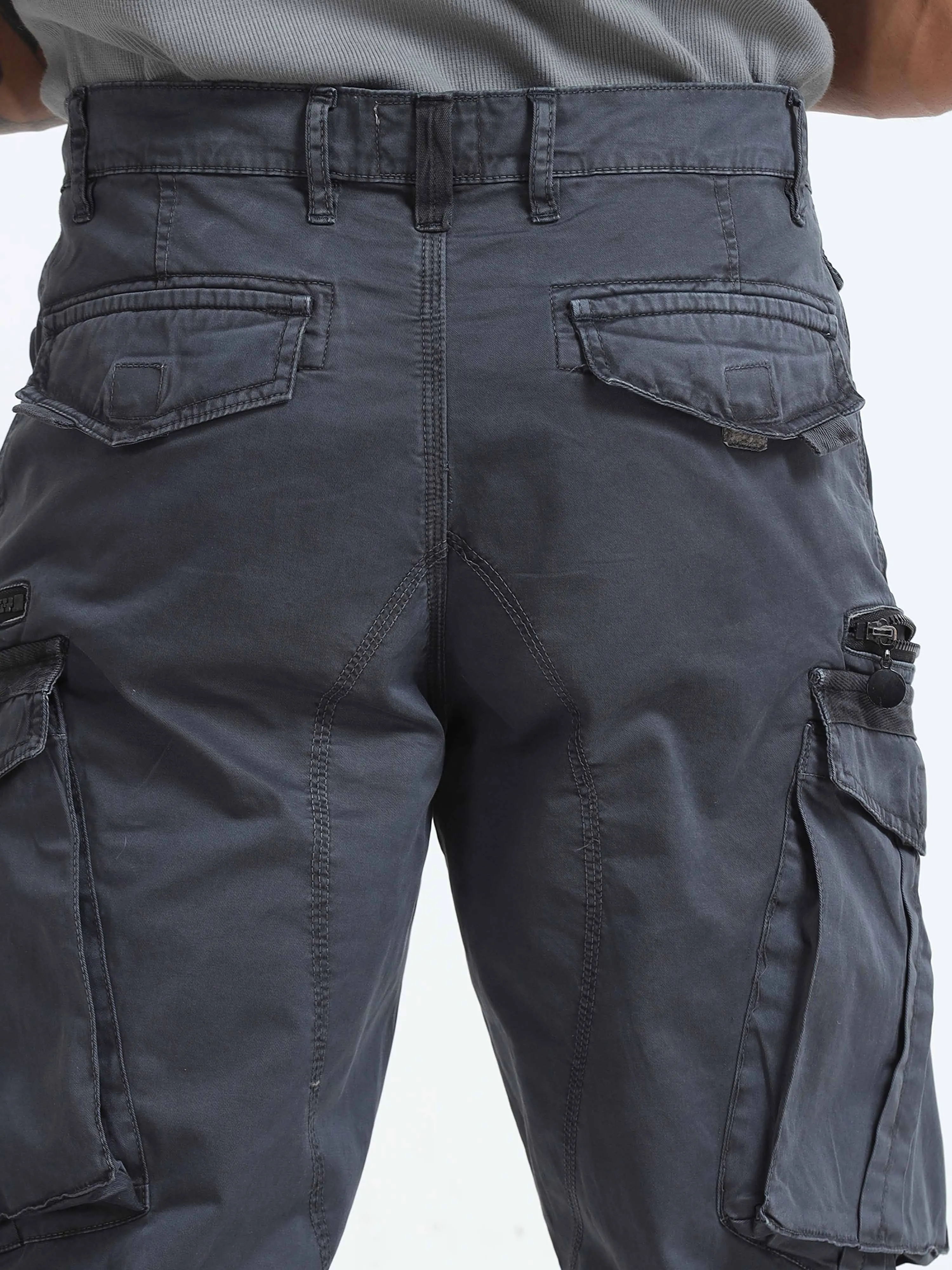 Rugged Zip Cargo Pants In Ash Blue