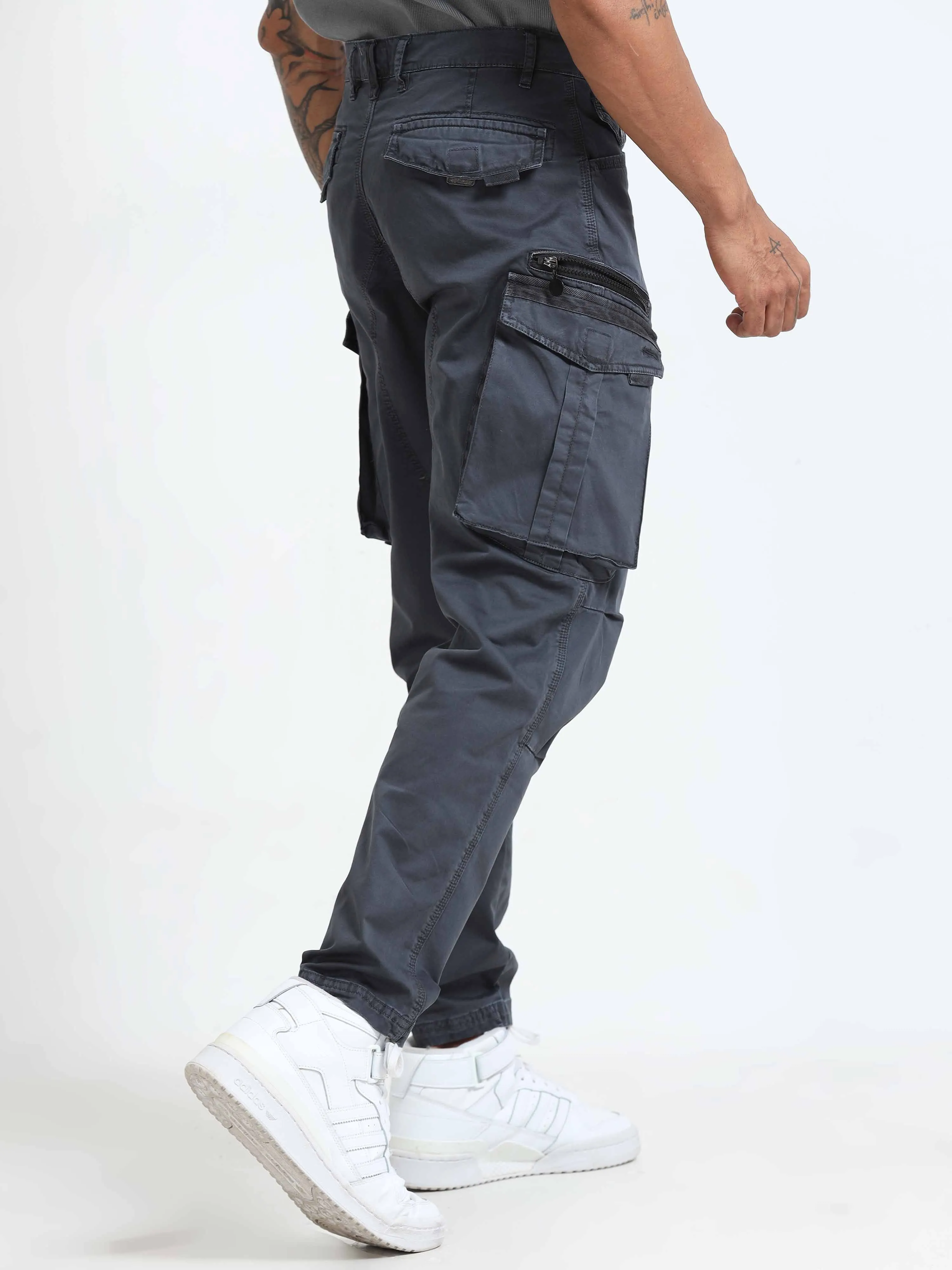 Rugged Zip Cargo Pants In Ash Blue