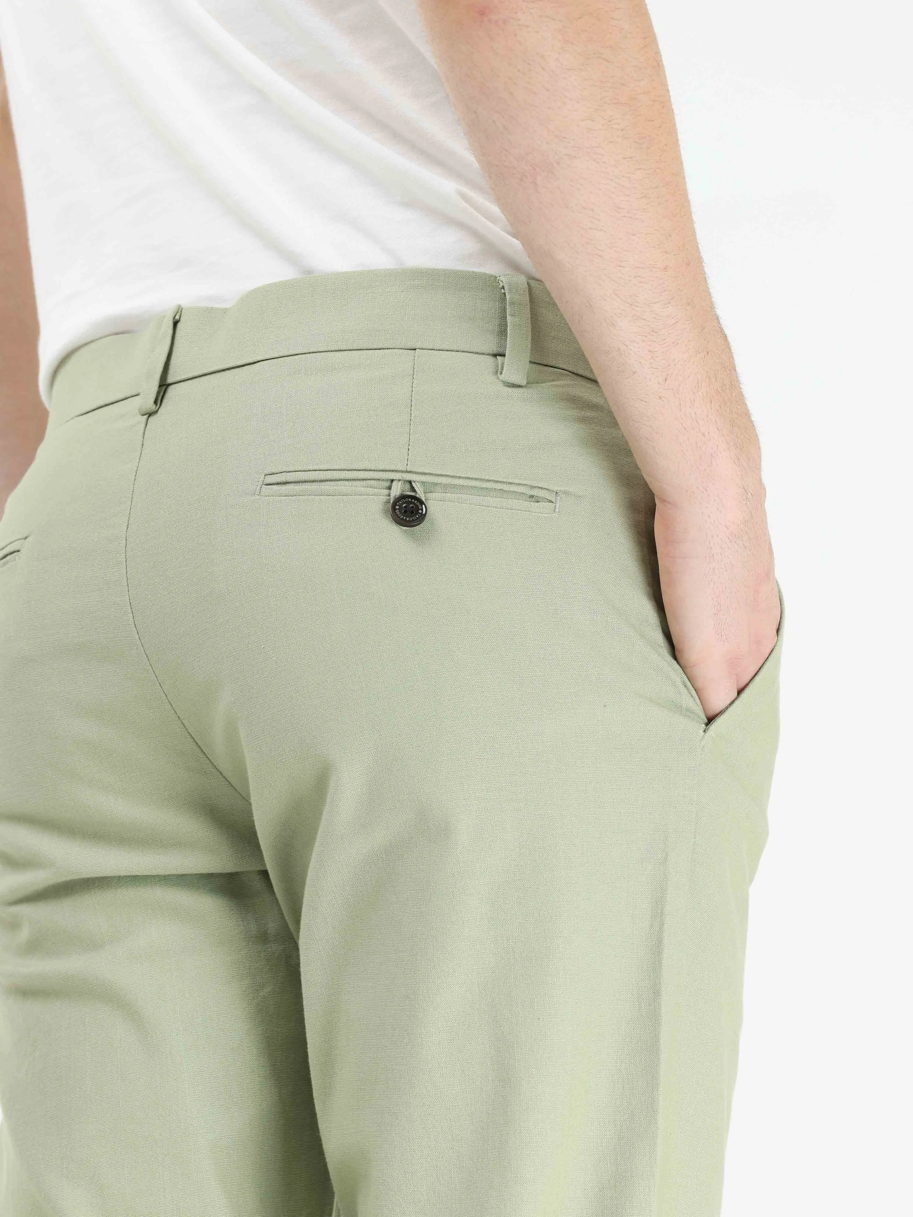 Timeless Cotton Pistachio Green Linen Chino