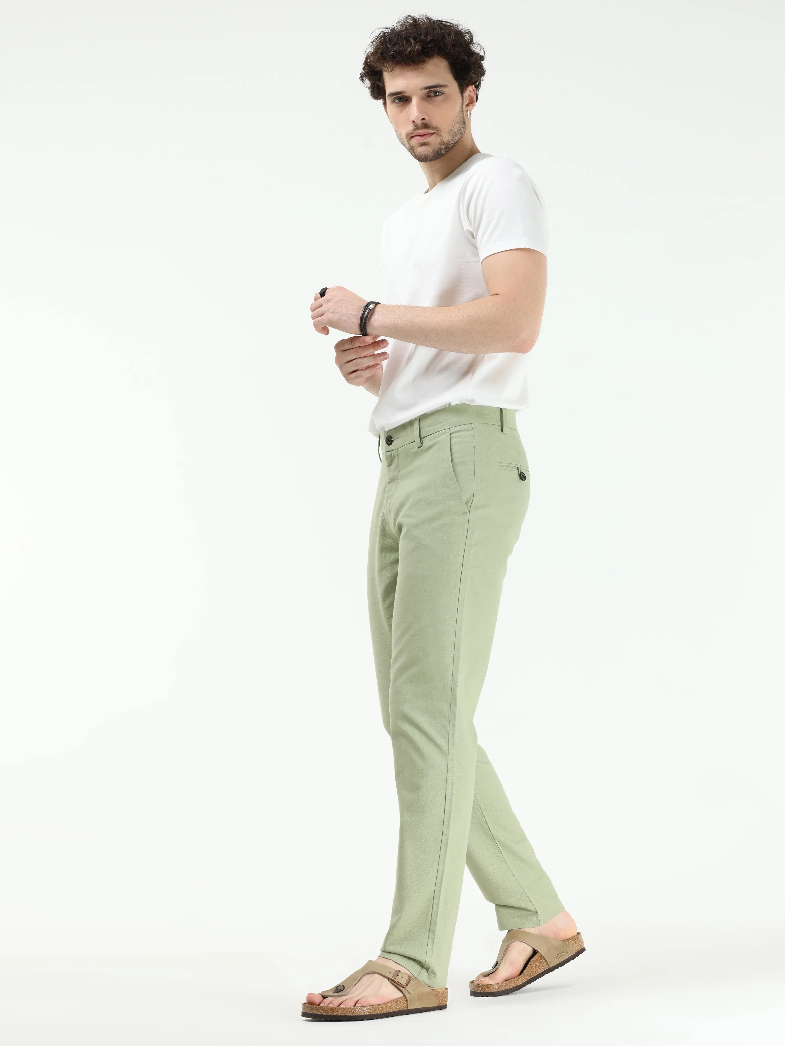 Timeless Cotton Pistachio Green Linen Chino