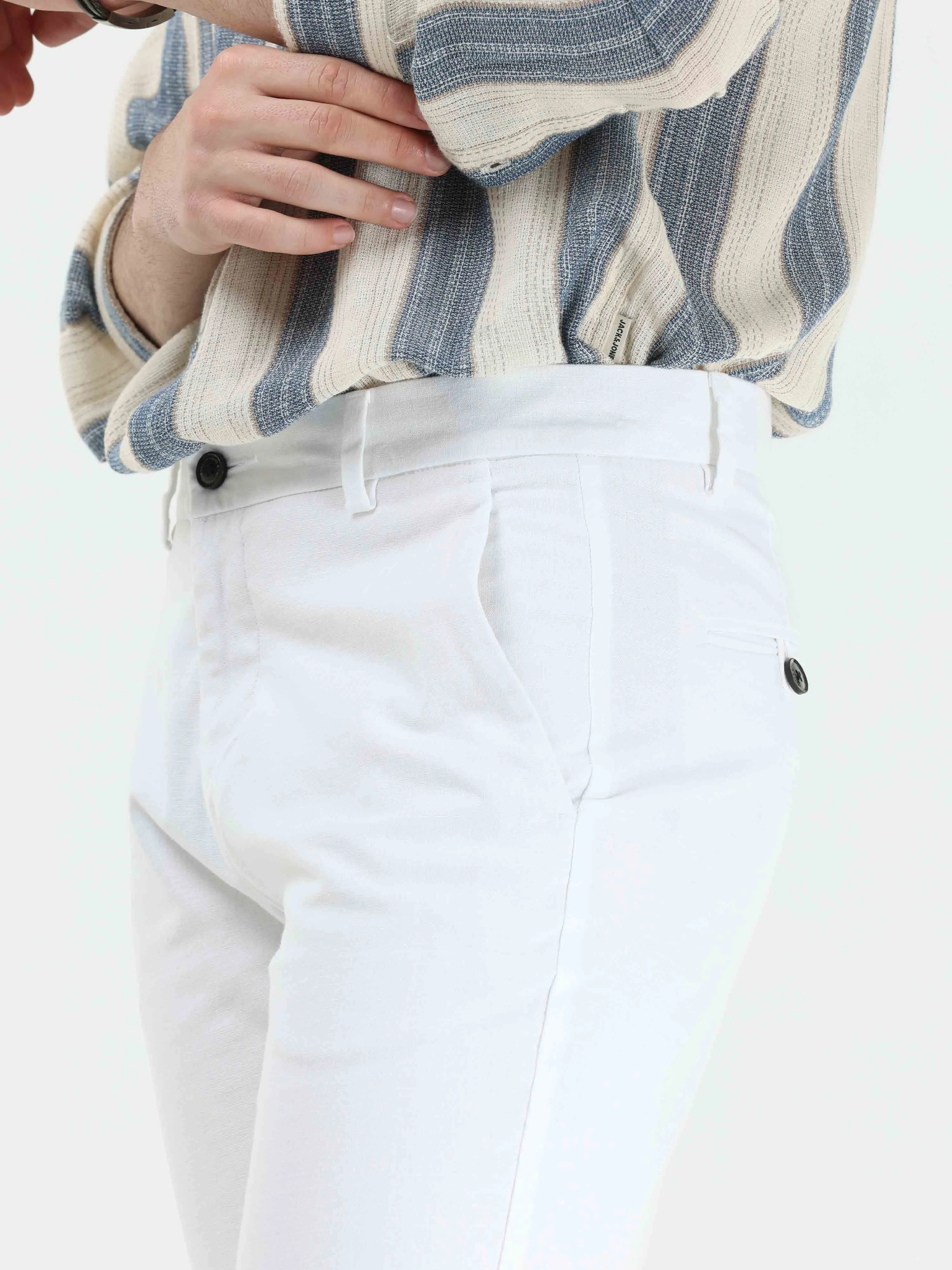 Timeless Cotton White Linen Chino