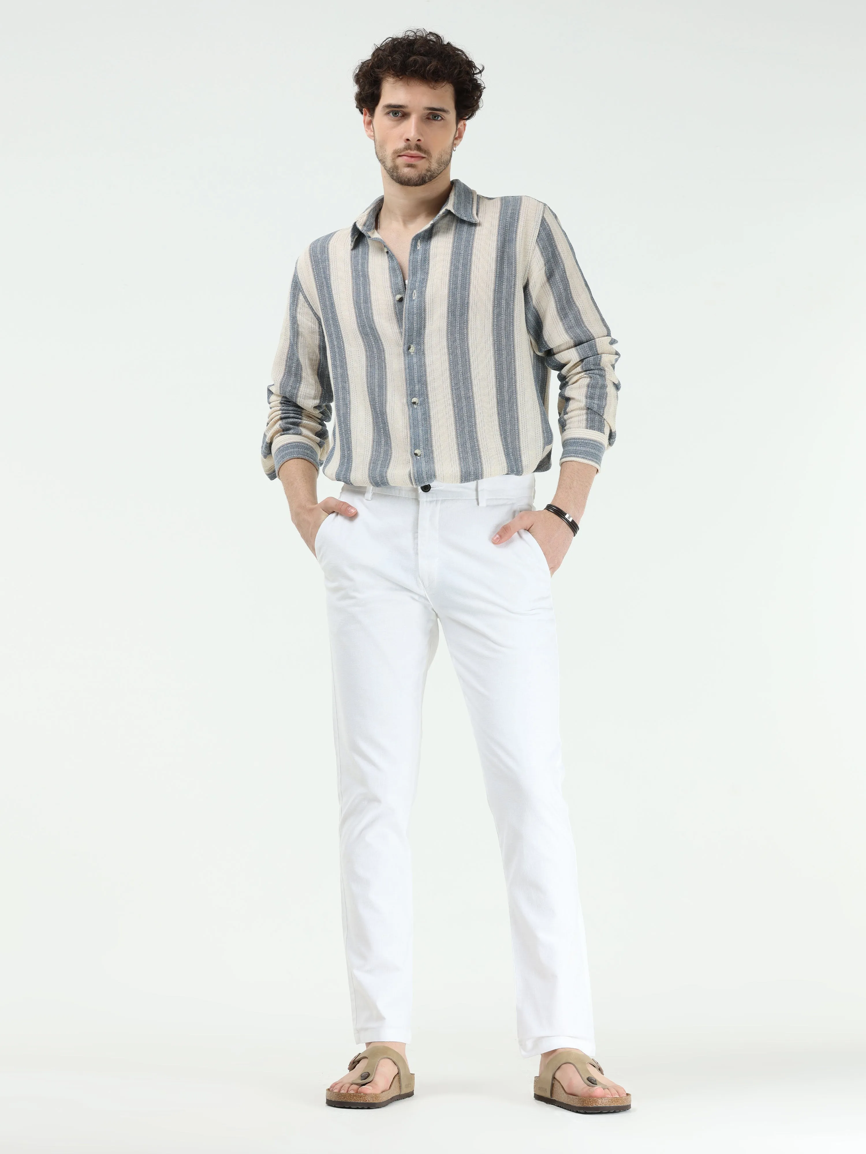 Timeless Cotton White Linen Chino