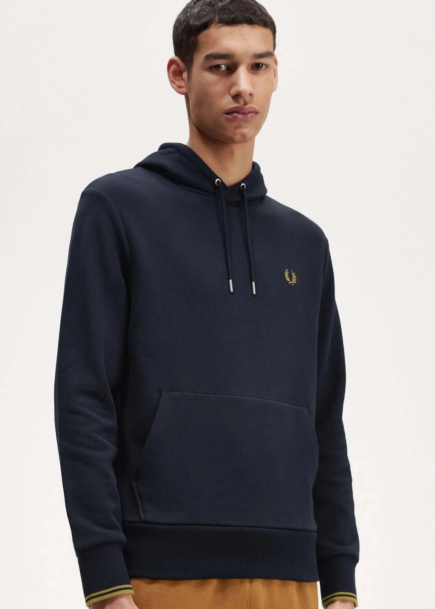 Tipped hooded sweatshirt - navy dark caramel