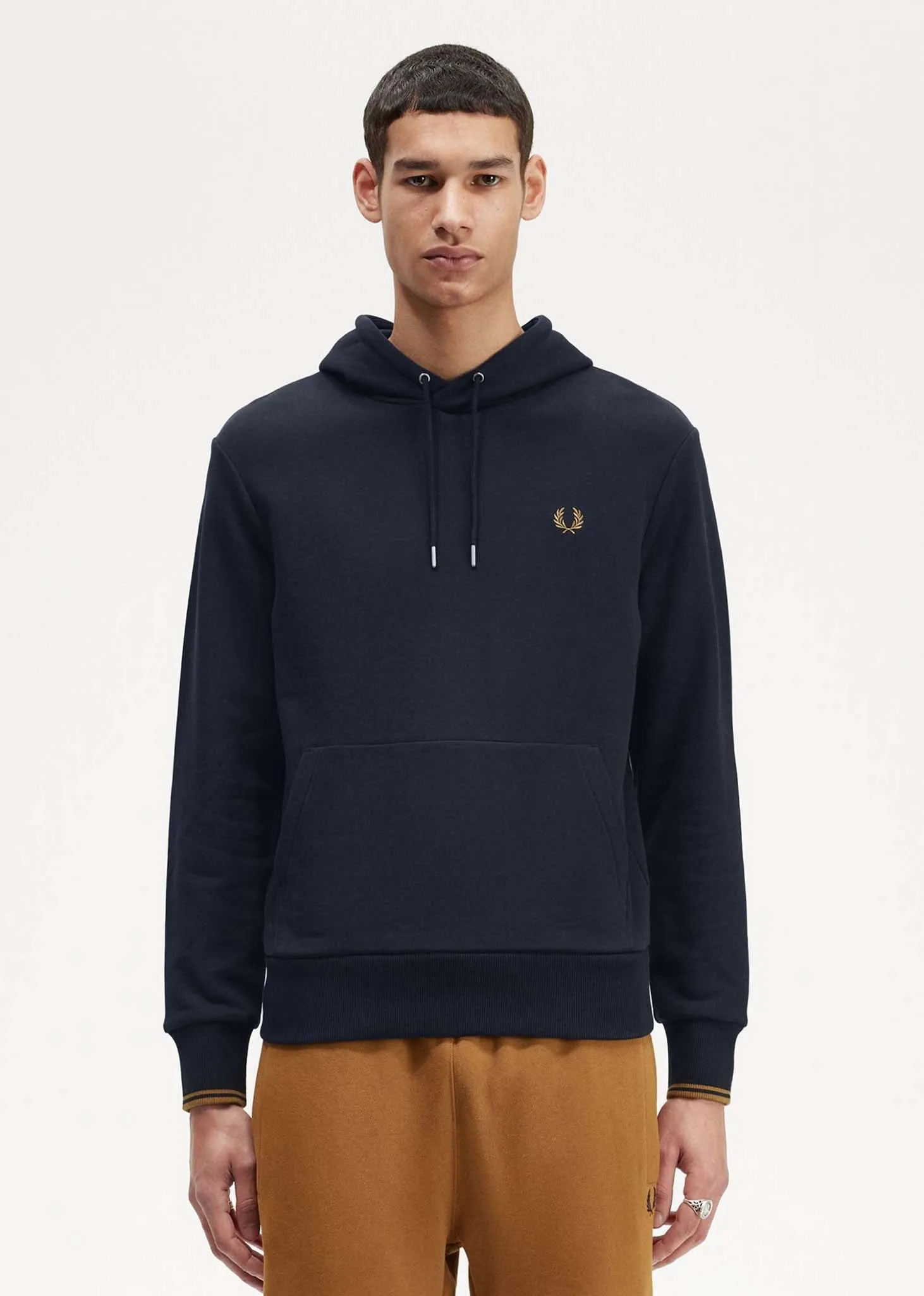 Tipped hooded sweatshirt - navy dark caramel