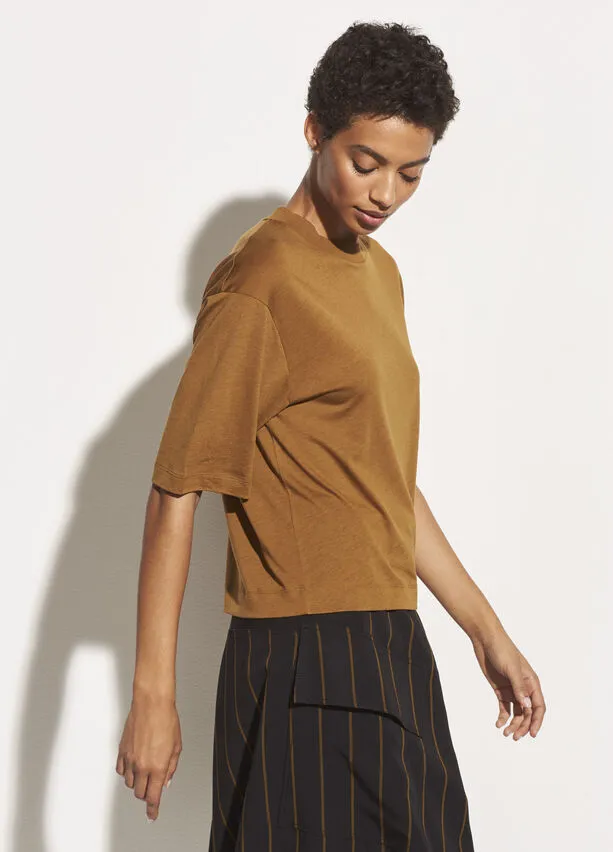 Vince - Wide Sleeve Crop Tee in Pecan