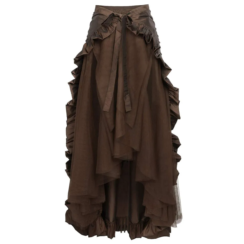 Women's Steampunk Gothic Wrap Skirt Victorian Ruffles Pirate Skirt