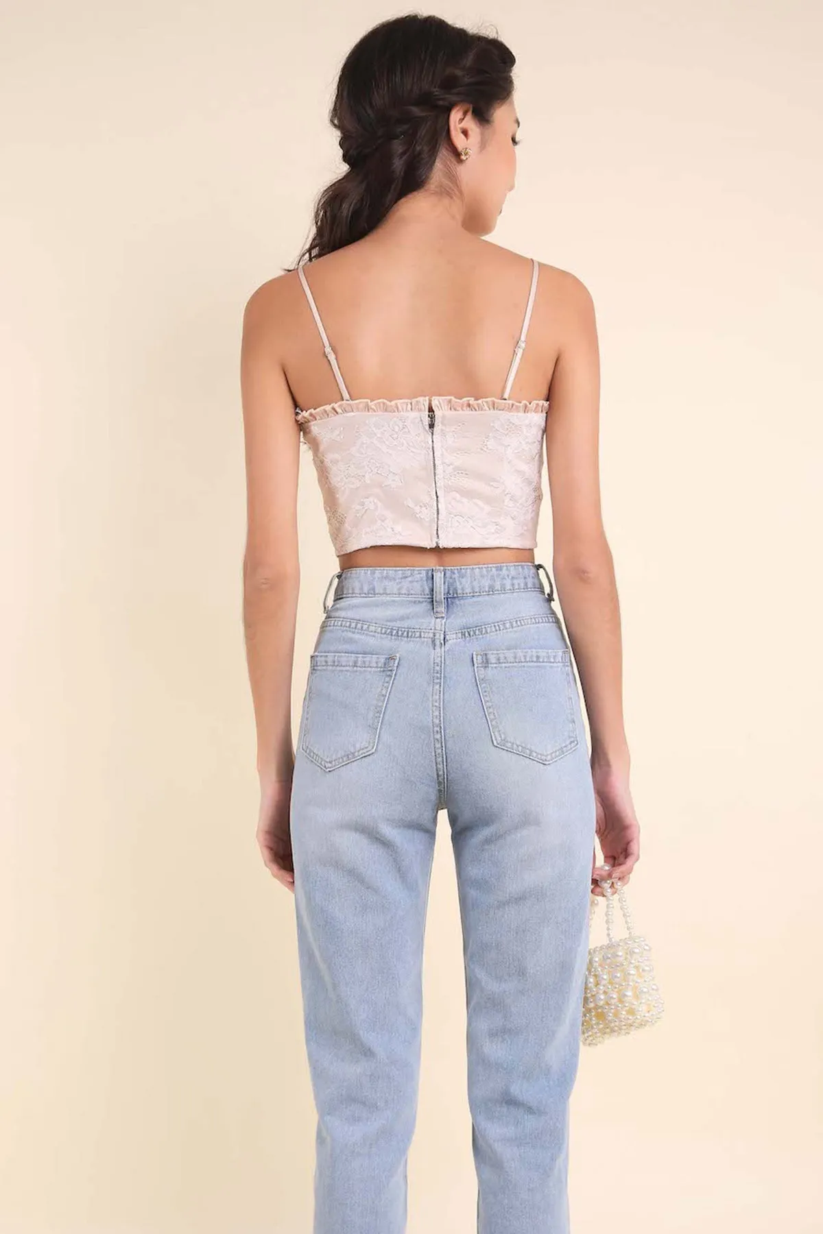 ZIA LACE BUSTIER TOP IN WHITE